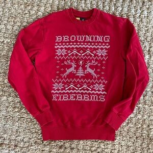 Browning Ugly Christmas Sweater Sweatshirt Red Cotton Size Small Reindeer